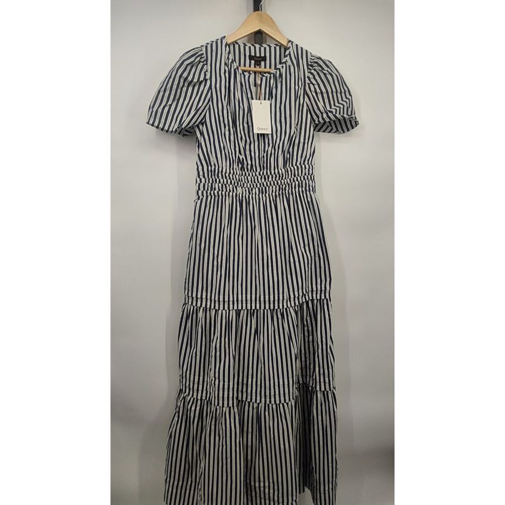 Quince Black and White Striped Dress